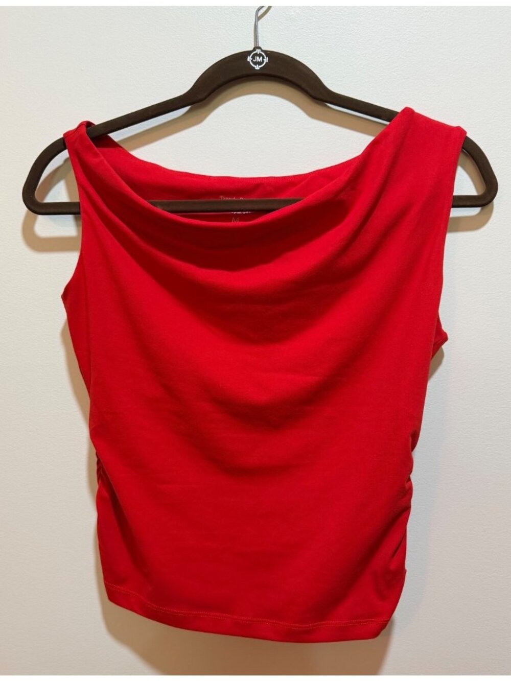 Red Sleeveless Top With Ruched Sides off the shoulder ~ Size  Med